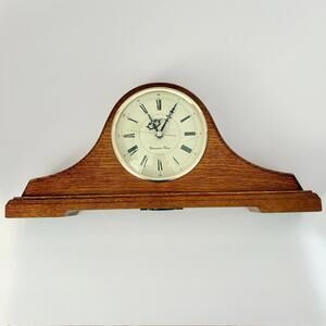 Seiko Quartz Westminster Chime Oak Mantel Desk Clock, 16 1/4" Length, 7.5 “ High
